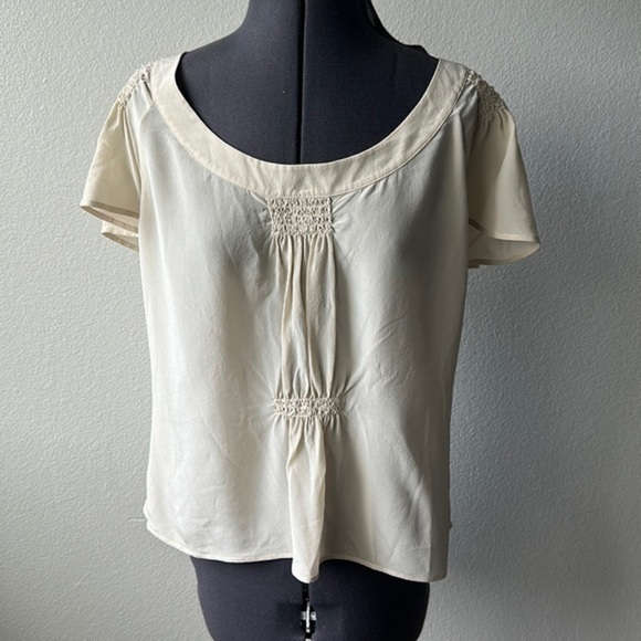 St. John Tops - St John couture top Ivory 100% silk size large balletcore soft girl sheer